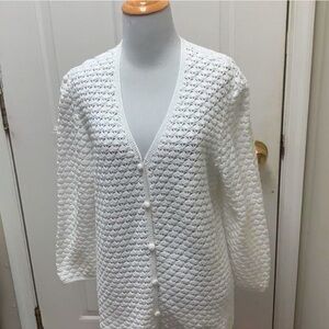 Vintage retro Ralph Lauren hand knit collection white rabbit cardigan XL